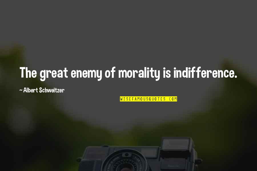 If There Is No Enemy Within Quotes By Albert Schweitzer: The great enemy of morality is indifference.