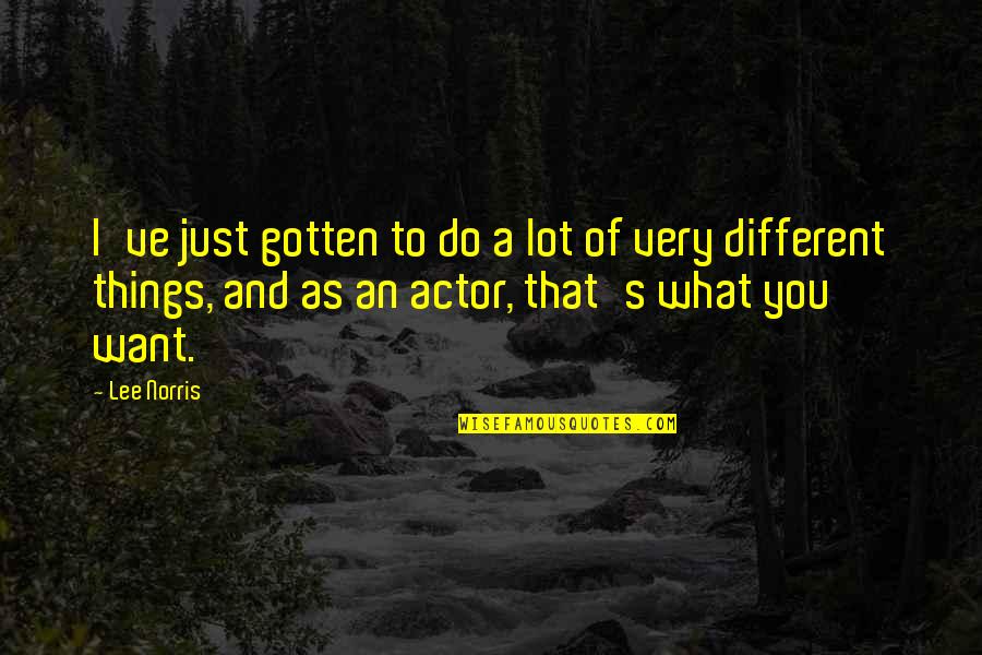 If Things Were Different Quotes By Lee Norris: I've just gotten to do a lot of