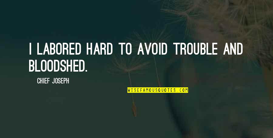 If U Dont Talk To Me Quotes By Chief Joseph: I labored hard to avoid trouble and bloodshed.