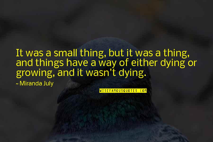 If We Are Not Growing We Are Dying Quotes By Miranda July: It was a small thing, but it was