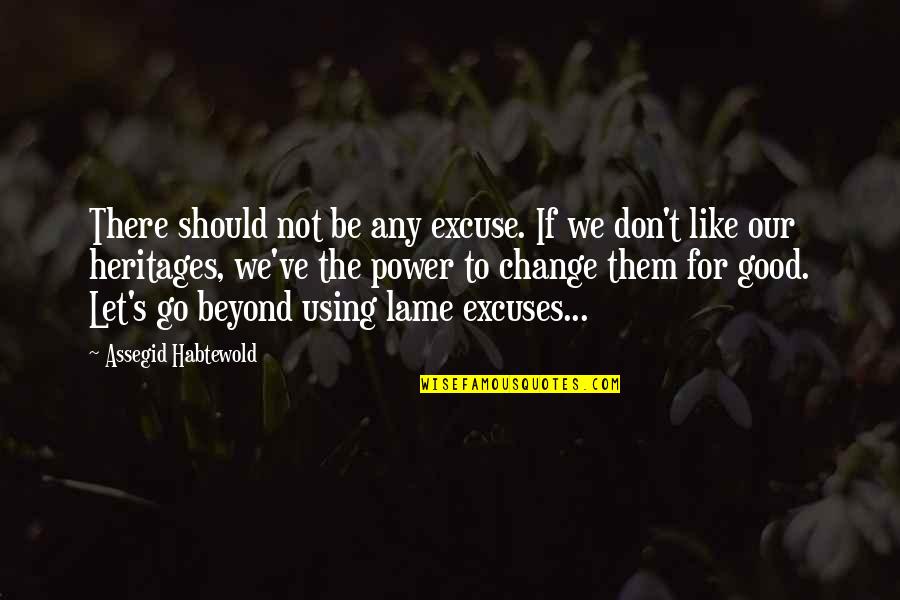 If We Don't Change Quotes By Assegid Habtewold: There should not be any excuse. If we