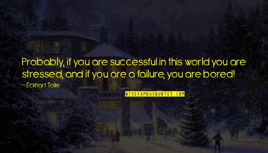 If You Are Bored Quotes By Eckhart Tolle: Probably, if you are successful in this world