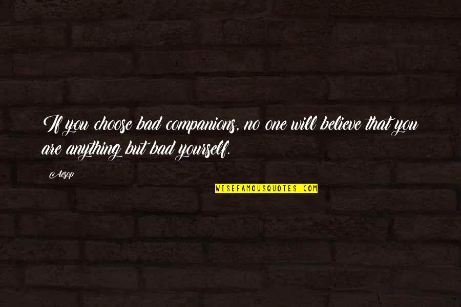 If You Believe Quotes By Aesop: If you choose bad companions, no one will