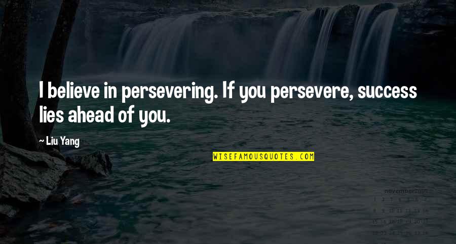If You Believe Quotes By Liu Yang: I believe in persevering. If you persevere, success