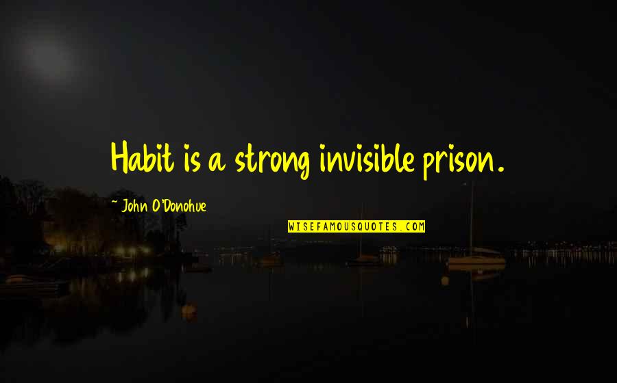 If You Can Make One Person Smile Quotes By John O'Donohue: Habit is a strong invisible prison.