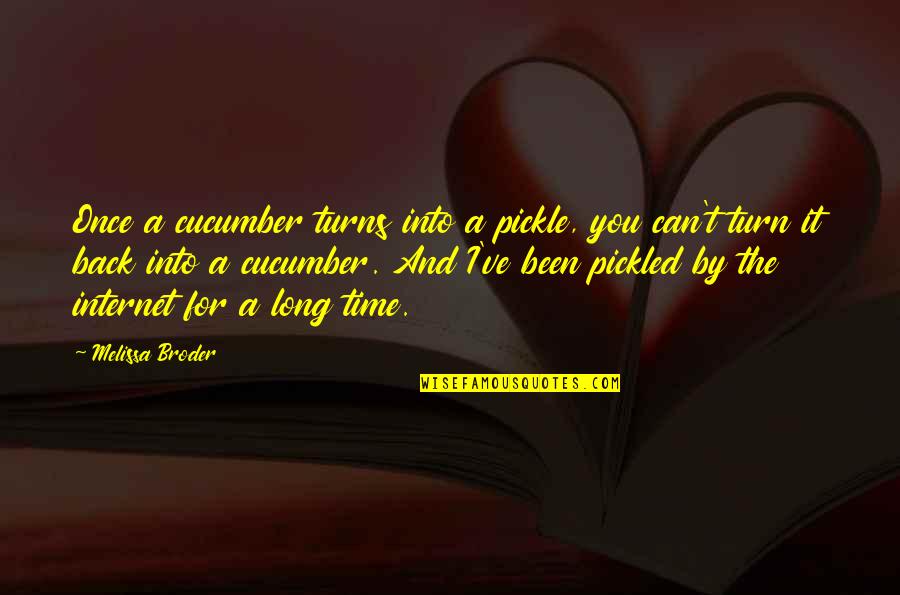 If You Can Turn Back Time Quotes By Melissa Broder: Once a cucumber turns into a pickle, you