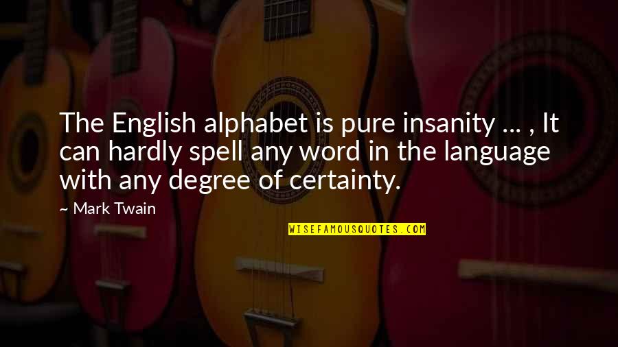 If You Can't Spell Quotes By Mark Twain: The English alphabet is pure insanity ... ,