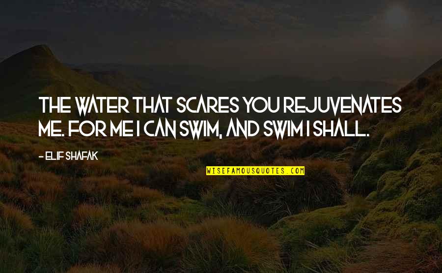 If You Can't Swim Quotes By Elif Shafak: The water that scares you rejuvenates me. For