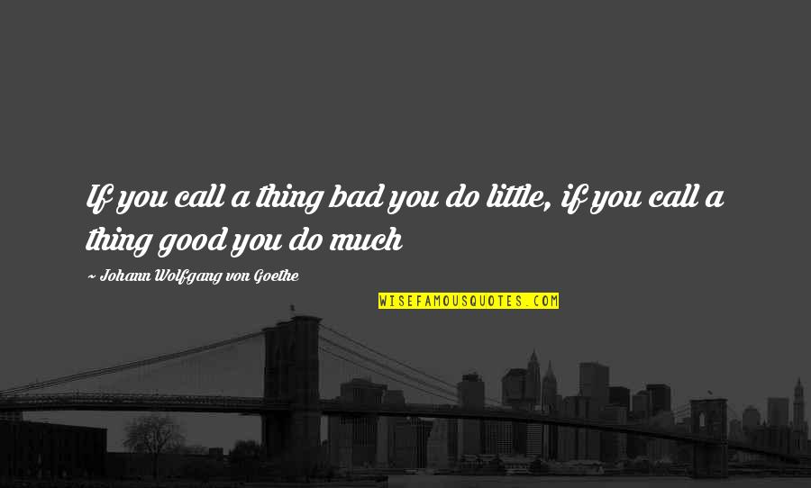 If You Do Good Quotes By Johann Wolfgang Von Goethe: If you call a thing bad you do
