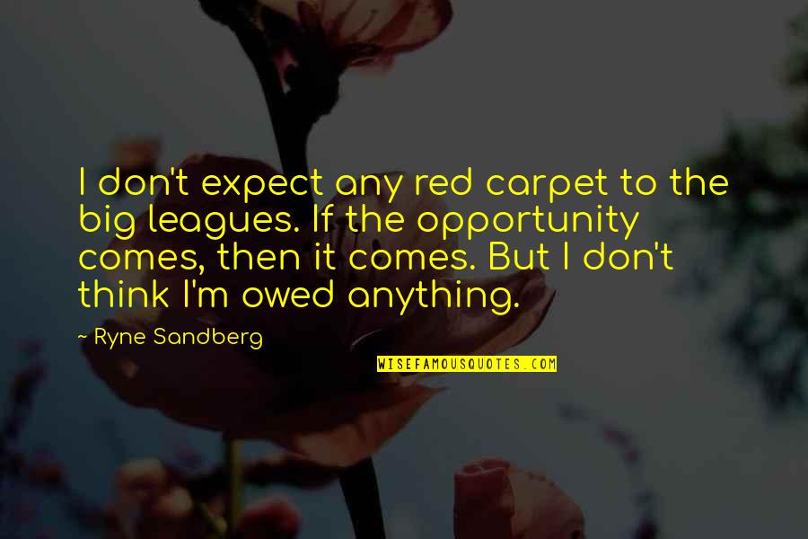 If You Don't Expect Anything Quotes By Ryne Sandberg: I don't expect any red carpet to the
