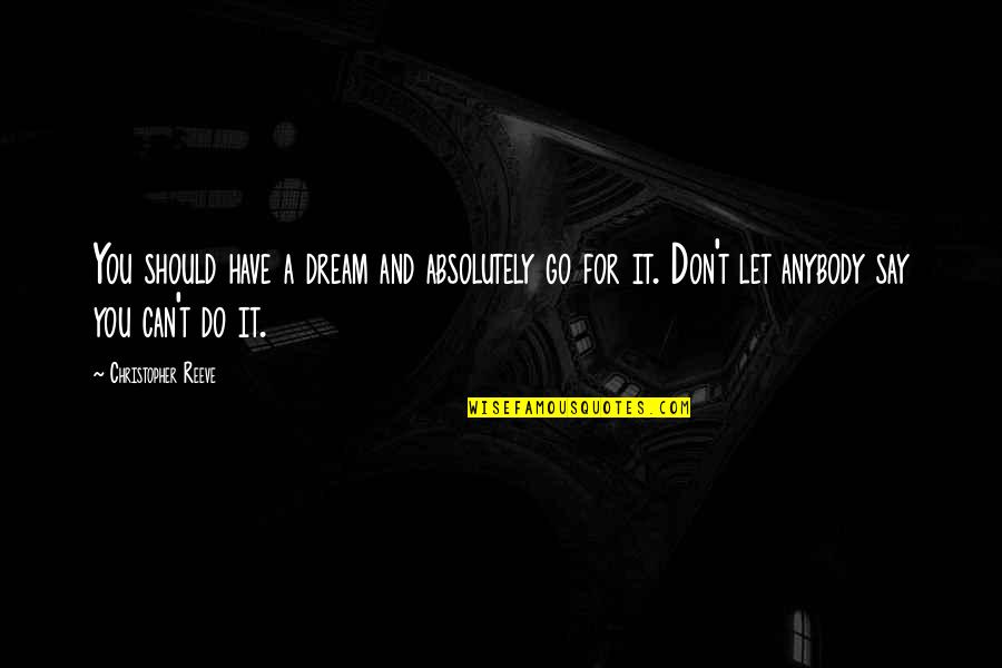 If You Don't Have A Dream Quotes By Christopher Reeve: You should have a dream and absolutely go