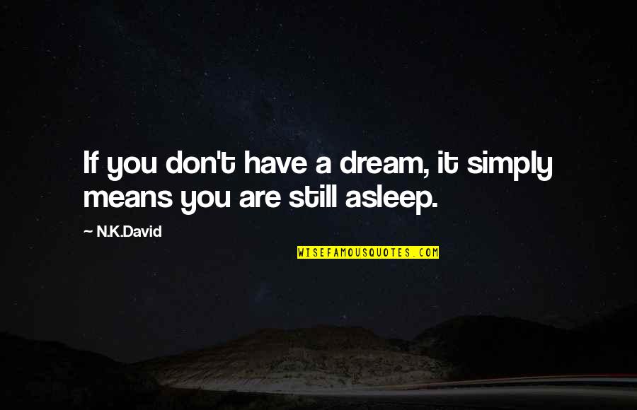 If You Don't Have A Dream Quotes By N.K.David: If you don't have a dream, it simply