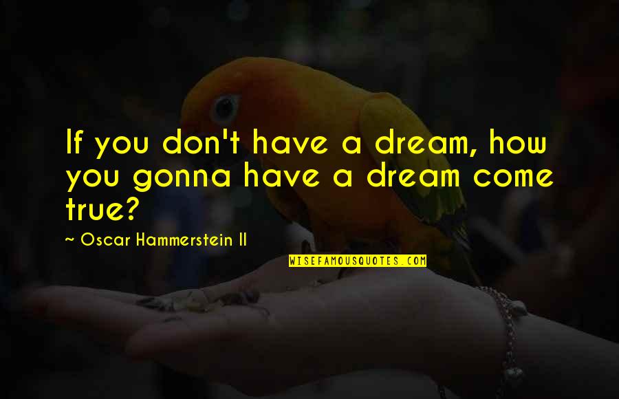 If You Don't Have A Dream Quotes By Oscar Hammerstein II: If you don't have a dream, how you