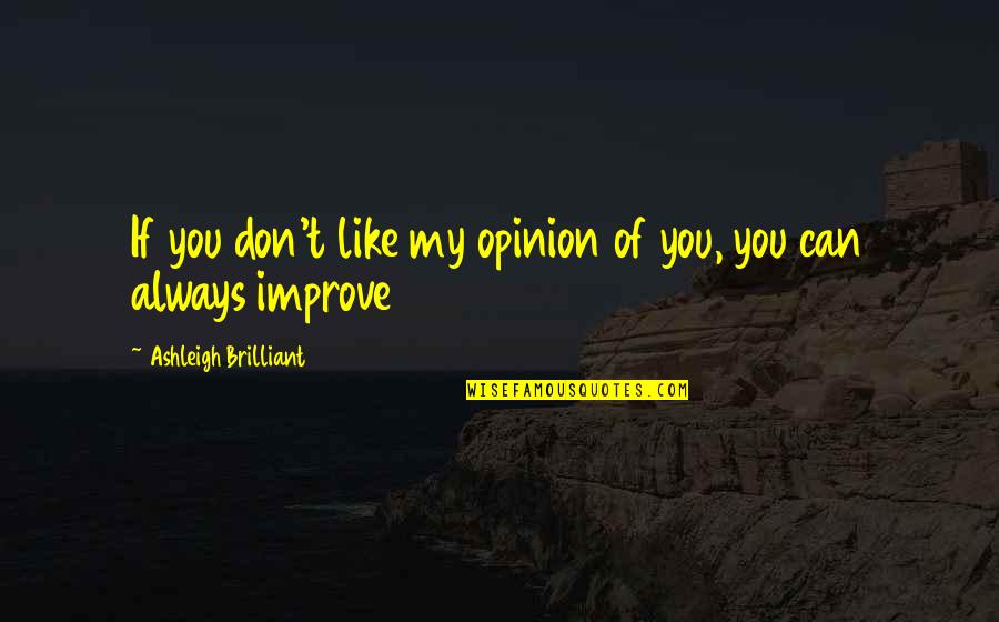 If You Don't Like My Quotes By Ashleigh Brilliant: If you don't like my opinion of you,