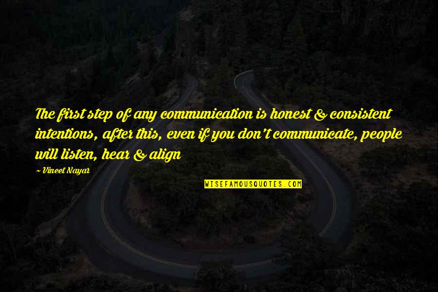 If You Don't Listen Quotes By Vineet Nayar: The first step of any communication is honest
