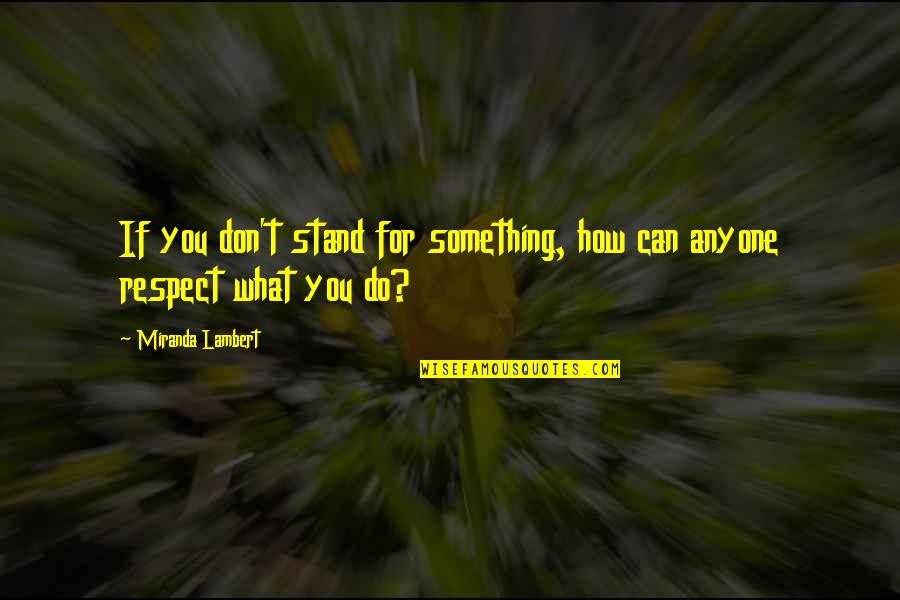 If You Don't Stand For Something Quotes By Miranda Lambert: If you don't stand for something, how can