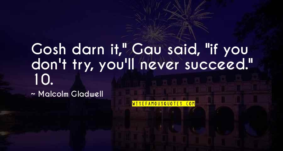 If You Don't Succeed Quotes By Malcolm Gladwell: Gosh darn it," Gau said, "if you don't