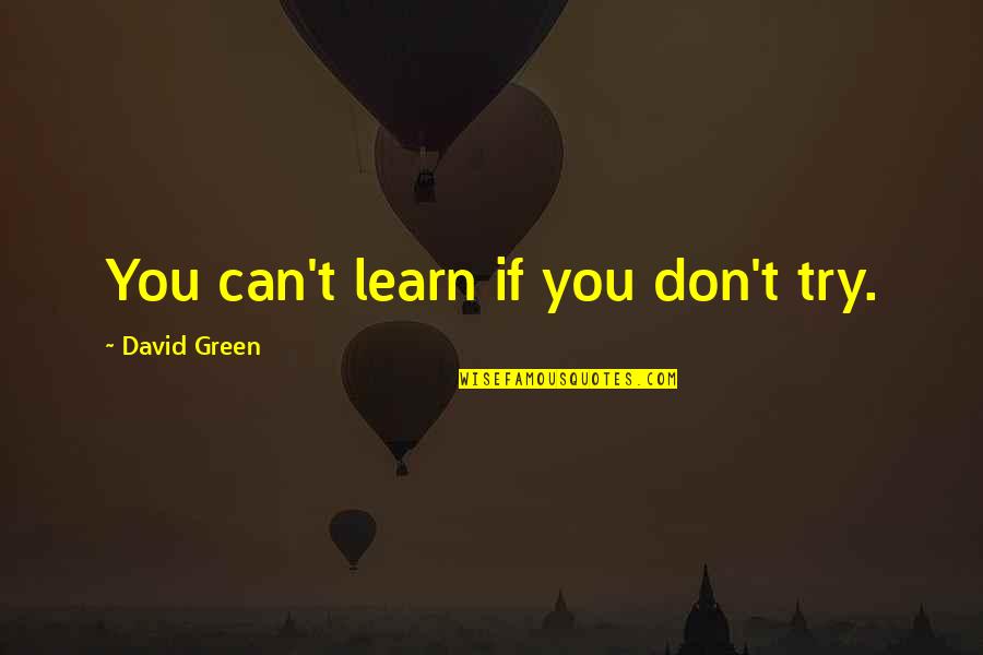 If You Don't Try Quotes By David Green: You can't learn if you don't try.
