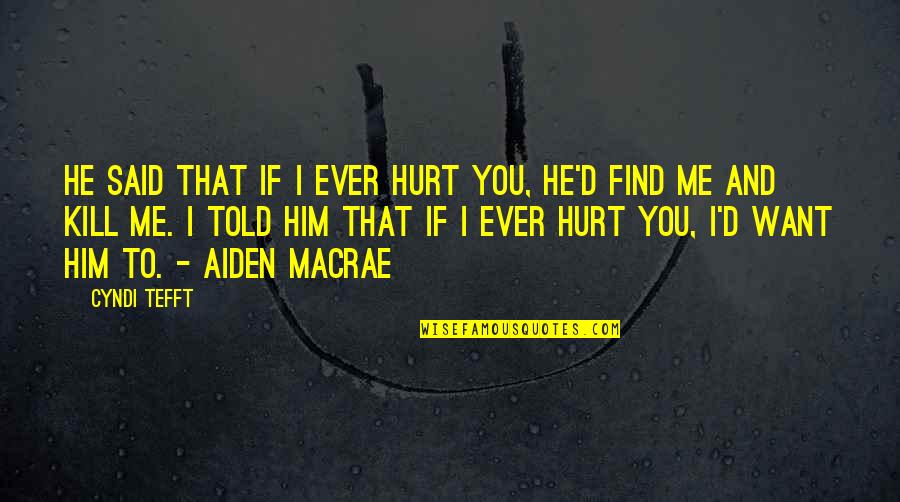 If You Ever Hurt Me Quotes By Cyndi Tefft: He said that if I ever hurt you,