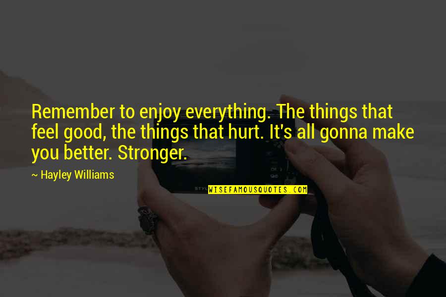 If You Feel Hurt Quotes By Hayley Williams: Remember to enjoy everything. The things that feel