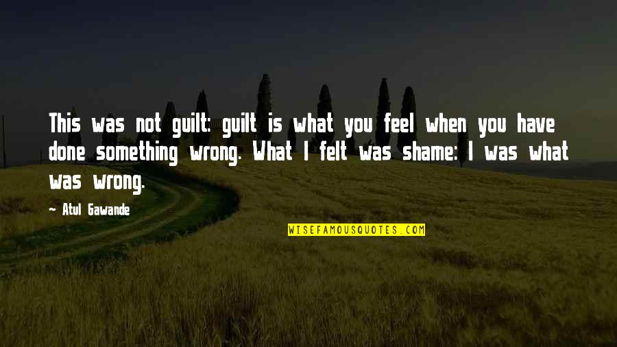 If You Feel Something Is Wrong Quotes By Atul Gawande: This was not guilt: guilt is what you
