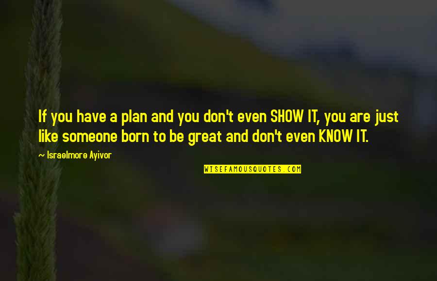 If You Like Someone Quotes By Israelmore Ayivor: If you have a plan and you don't