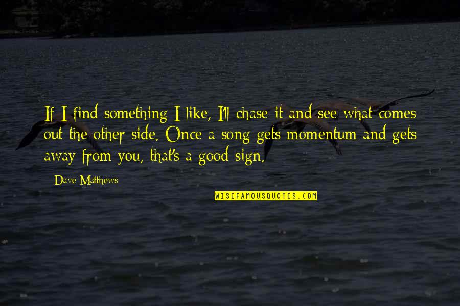 If You Like Something Quotes By Dave Matthews: If I find something I like, I'll chase