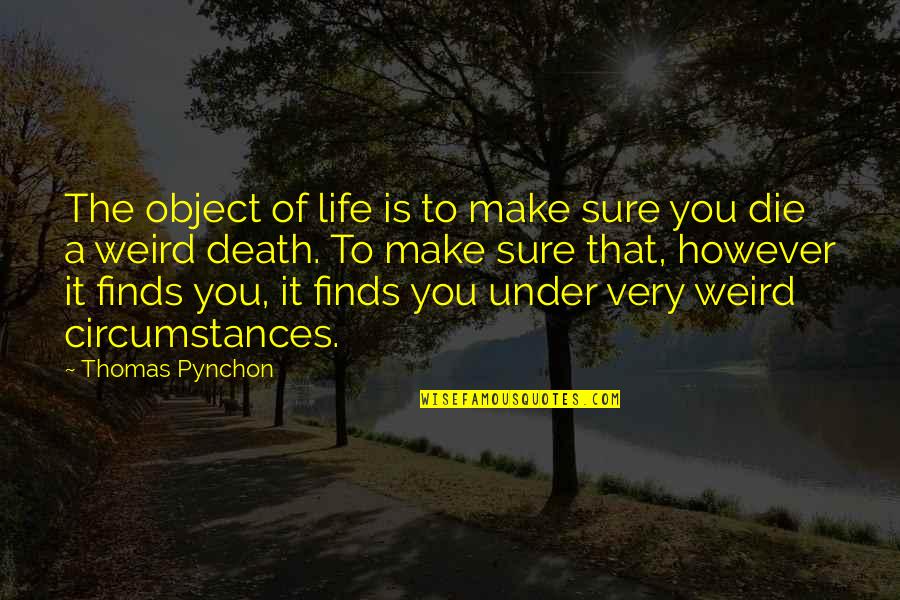 If You Look At Her Closely Quotes By Thomas Pynchon: The object of life is to make sure