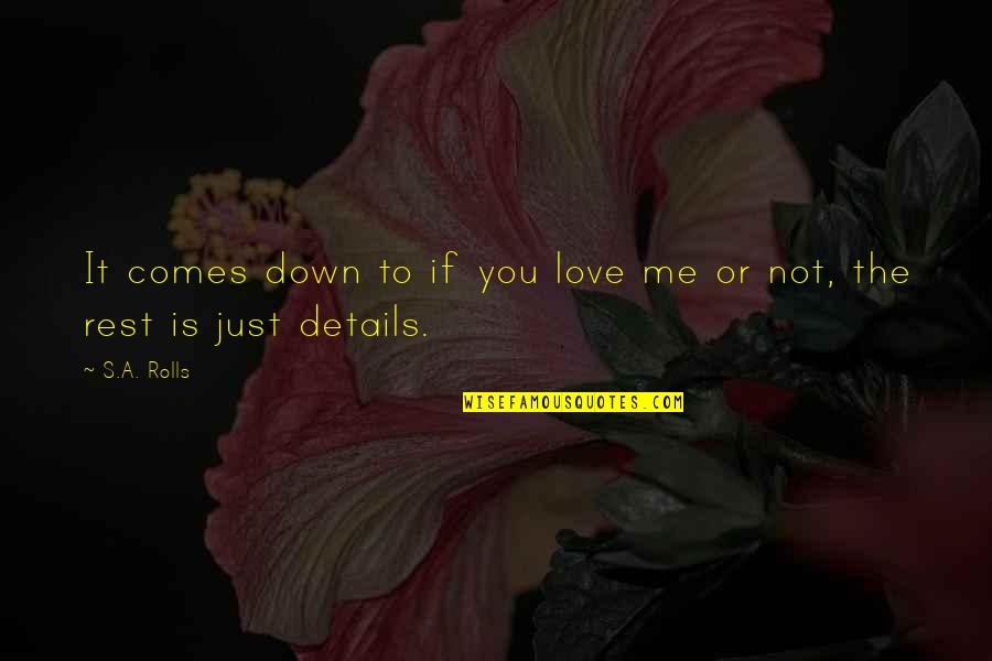 If You Love It Quotes By S.A. Rolls: It comes down to if you love me