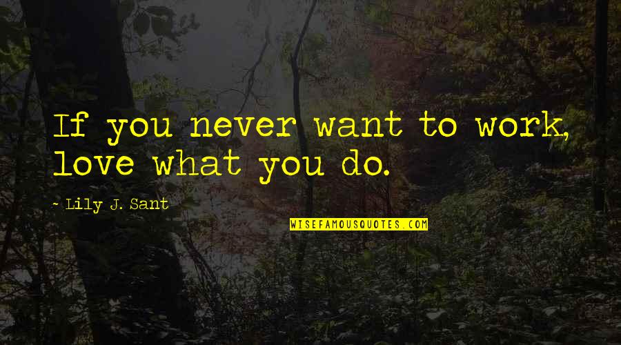 If You Never Love Quotes By Lily J. Sant: If you never want to work, love what