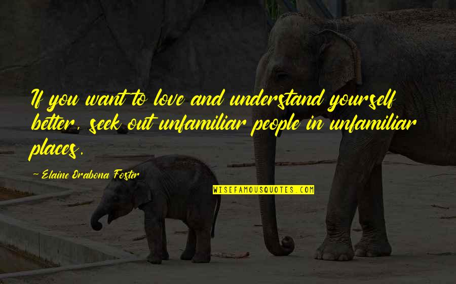 If You Seek Quotes By Elaine Orabona Foster: If you want to love and understand yourself