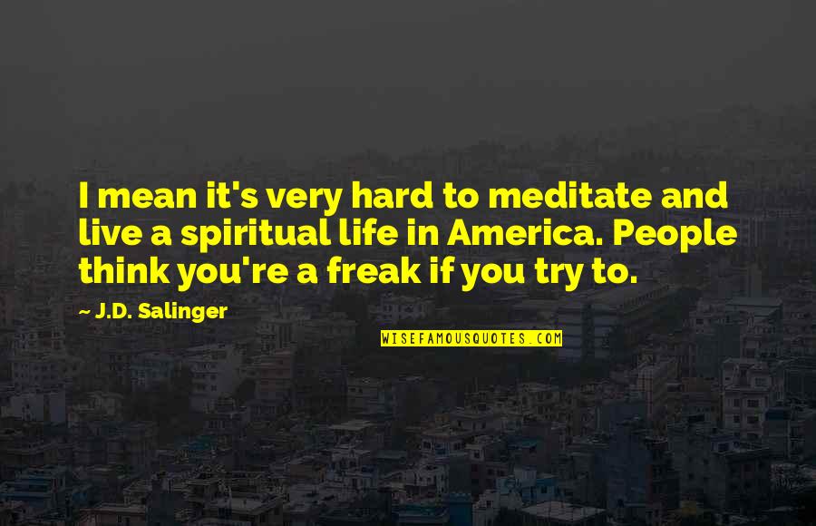 If You Think I'm Mean Quotes By J.D. Salinger: I mean it's very hard to meditate and