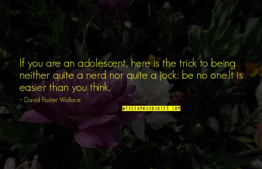If You Think It Quotes By David Foster Wallace: If you are an adolescent, here is the
