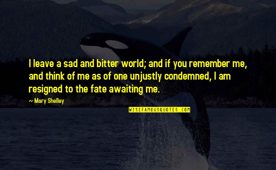 If You Think Of Me Quotes By Mary Shelley: I leave a sad and bitter world; and