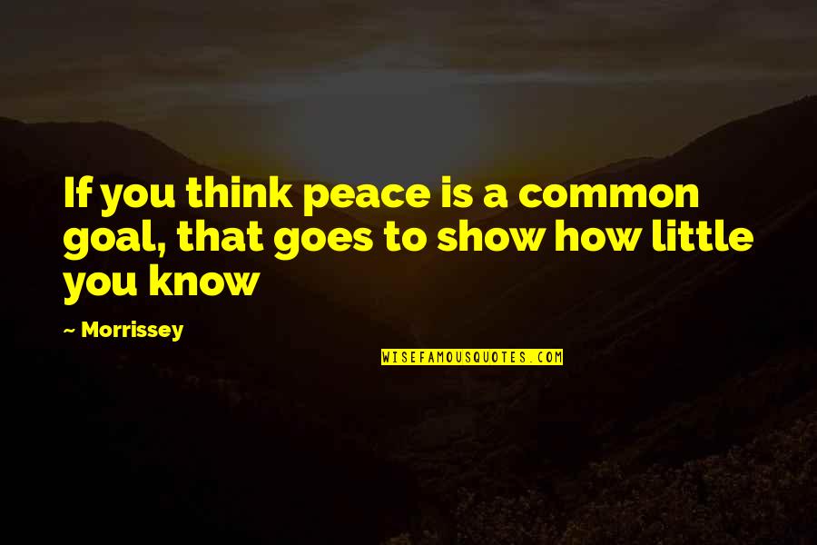 If You Think Quotes By Morrissey: If you think peace is a common goal,