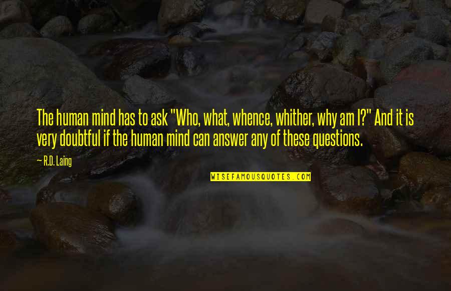 If You Truly Love Me Quotes By R.D. Laing: The human mind has to ask "Who, what,