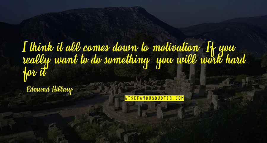 If You Want It To Work Quotes By Edmund Hillary: I think it all comes down to motivation.