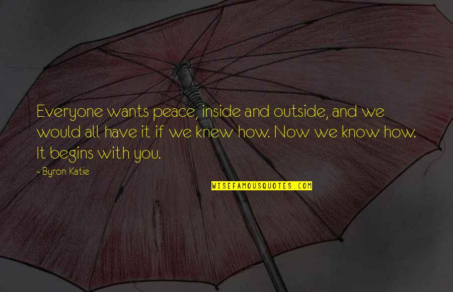 If You Want Peace Quotes By Byron Katie: Everyone wants peace, inside and outside, and we