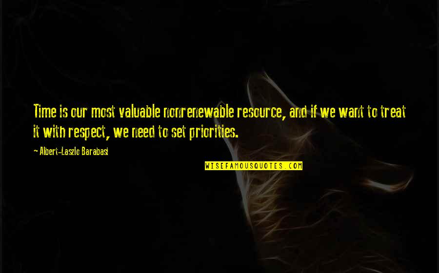 If You Want Respect Quotes By Albert-Laszlo Barabasi: Time is our most valuable nonrenewable resource, and