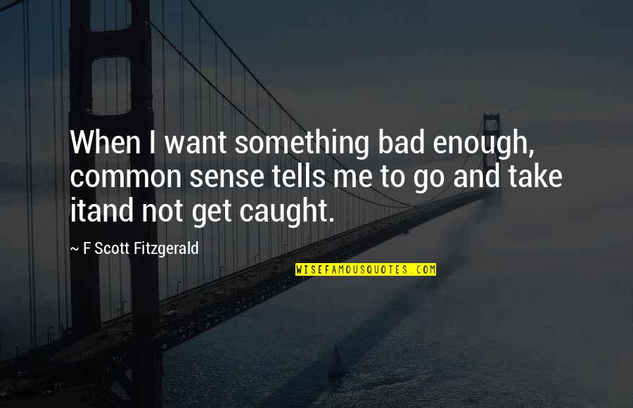 If You Want Something Bad Quotes By F Scott Fitzgerald: When I want something bad enough, common sense