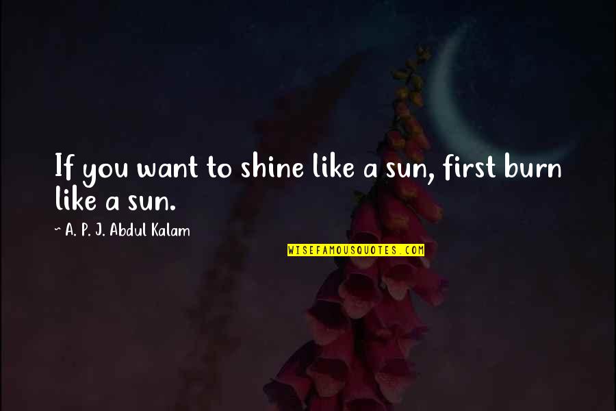 If You Want To Shine Like The Sun Quotes By A. P. J. Abdul Kalam: If you want to shine like a sun,