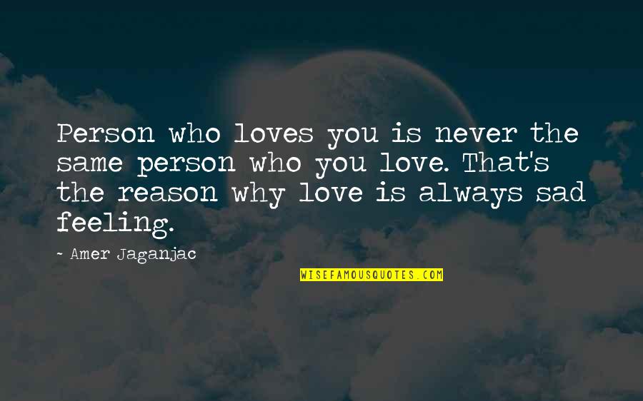 If You're Feeling Sad Quotes By Amer Jaganjac: Person who loves you is never the same