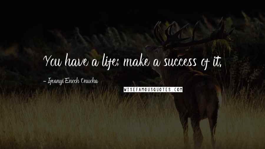 Ifeanyi Enoch Onuoha quotes: You have a life; make a success of it.