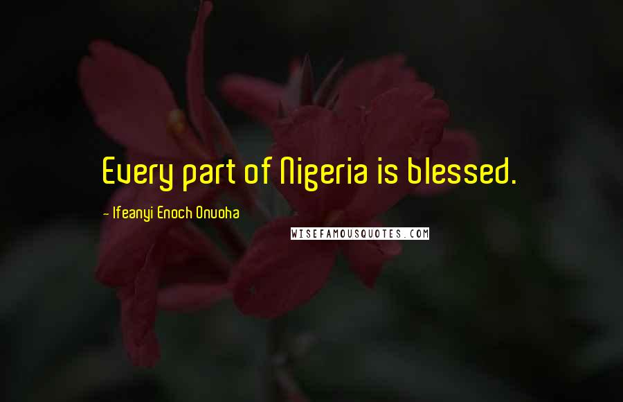 Ifeanyi Enoch Onuoha quotes: Every part of Nigeria is blessed.