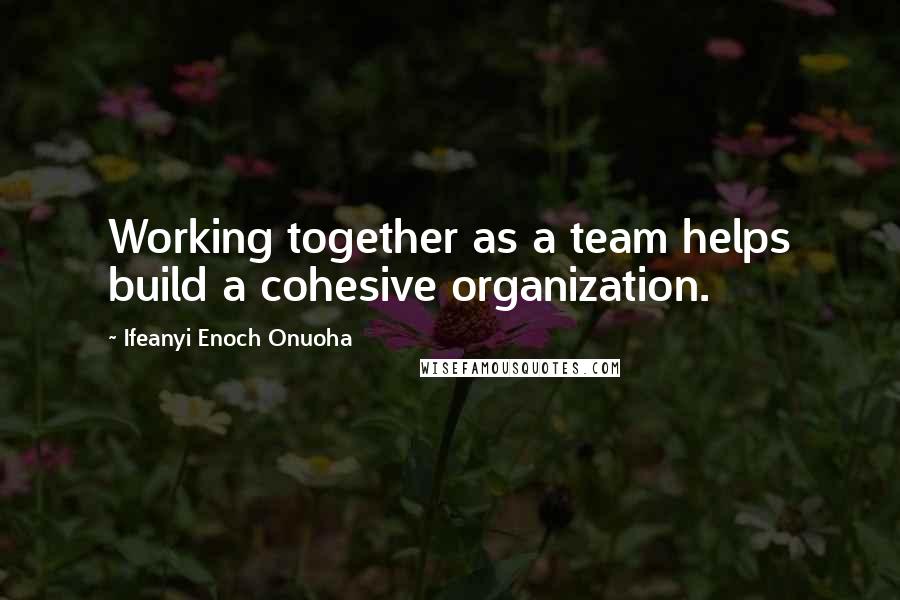 Ifeanyi Enoch Onuoha quotes: Working together as a team helps build a cohesive organization.
