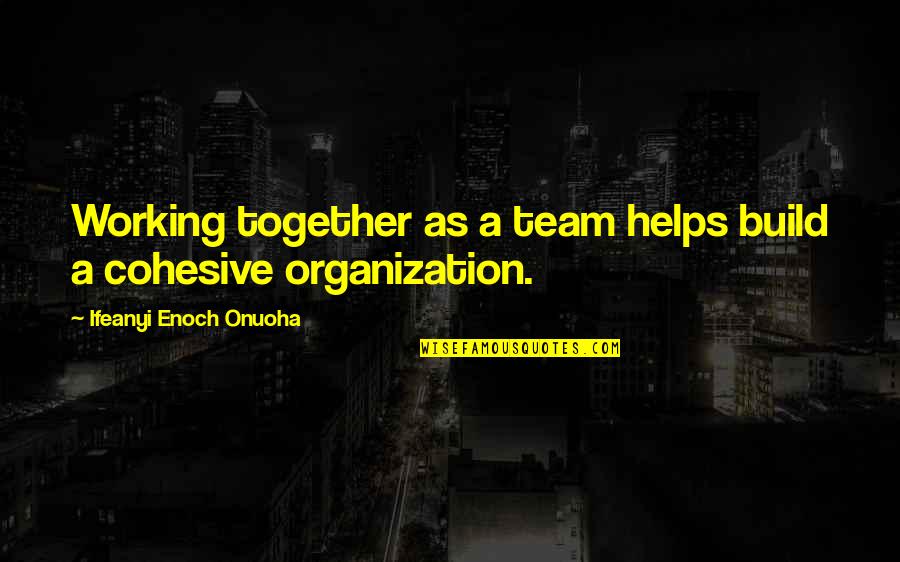 Ifeanyi Quotes By Ifeanyi Enoch Onuoha: Working together as a team helps build a
