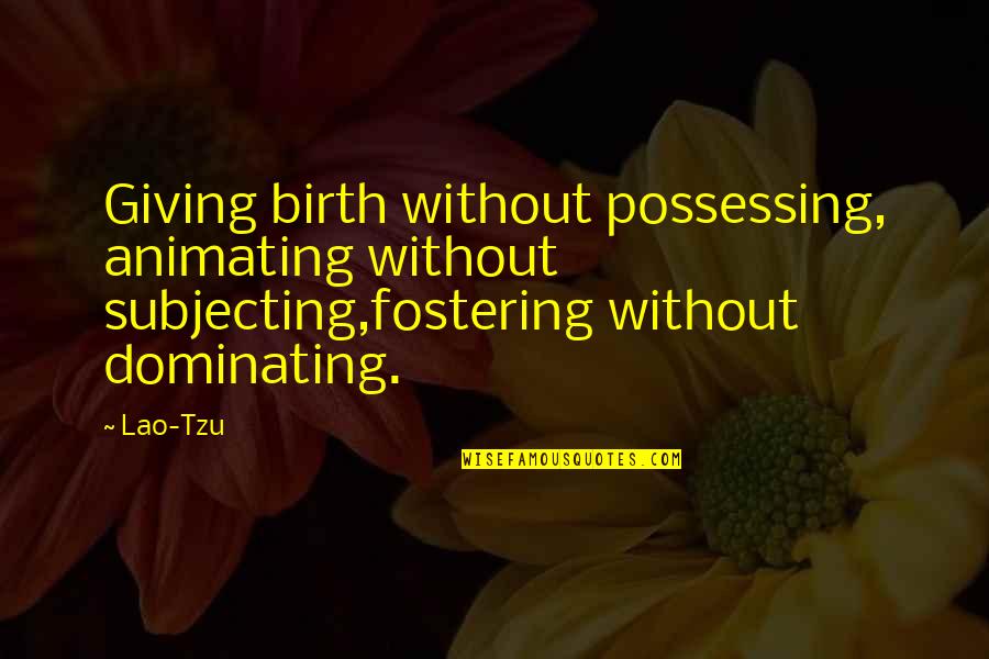 Igbinedion Hospital Nigeria Quotes By Lao-Tzu: Giving birth without possessing, animating without subjecting,fostering without