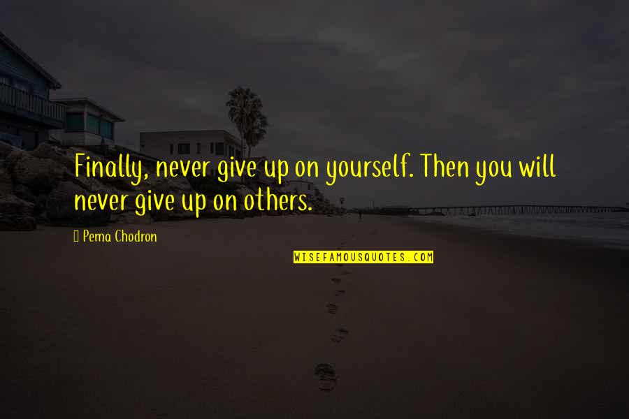 Igdenin Faydalari Quotes By Pema Chodron: Finally, never give up on yourself. Then you