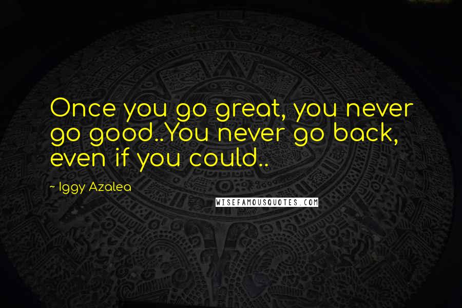 Iggy Azalea quotes: Once you go great, you never go good..You never go back, even if you could..