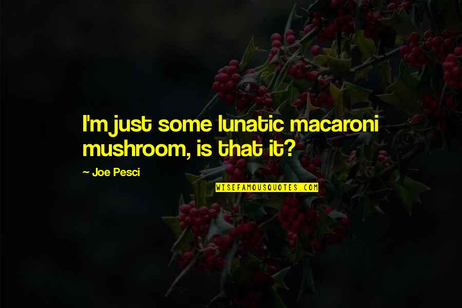 Igiebor Good Quotes By Joe Pesci: I'm just some lunatic macaroni mushroom, is that